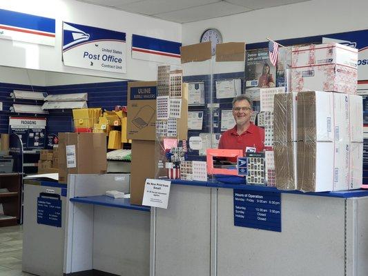 Here is Postman Dan ready to help you with your mailings.