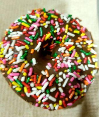 Chocolate Cake Donut with sprinkles- Fresh and yummy! 5 stars