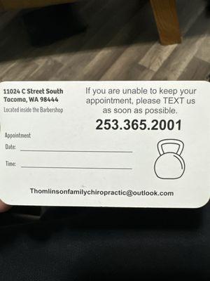 Phone number and address