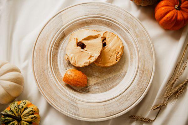 Pumpkin bagel with pumpkin cream cheese. We also have the option for pumpkin butter.