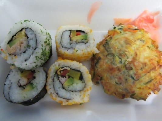 Various maki and mini Korean pancake