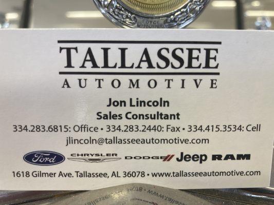 Call Jon Lincoln @ Tallassee Automotive 334-415-3534