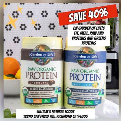 40% savings on Garden of Life's proteins + 40% savings on Planetary Herbals, Source Naturals & more @ William's