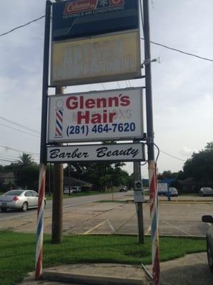 Sign outside. It's a barbershop and a beauty salon.