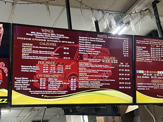 Updated menu and prices 10/26/23