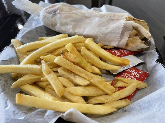 Tasty fries and kafta sandwich