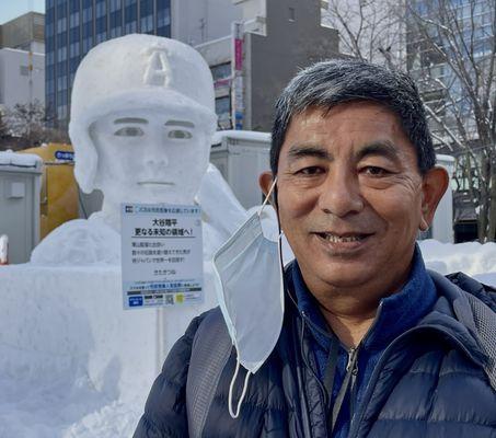 Shohei Ohtani at the Hokkaido snow festival