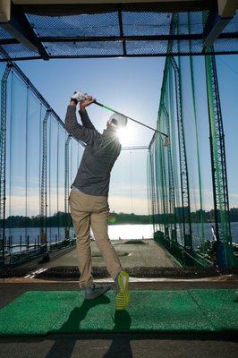 Enjoy Hudson River views while you practice on the 4-tier outdoor range.