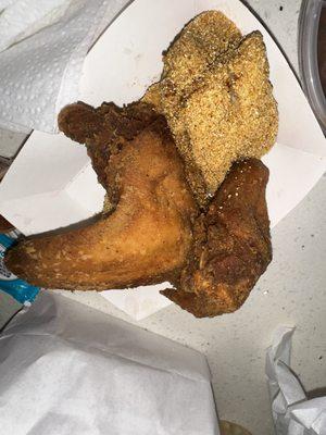 Fried chicken wing fried snapper