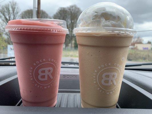 Strawberry shortcake smoothie and Horchata chiller