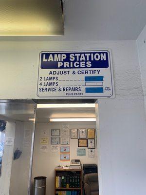 Lamp inspection price