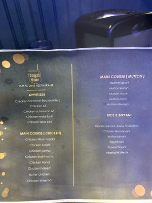 Non-veg menu