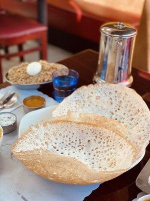 AAPPAM WITH CHICKEN CURRY