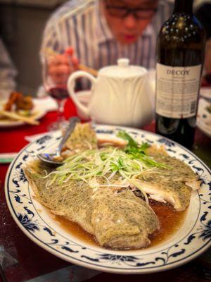 steamed turbot fish