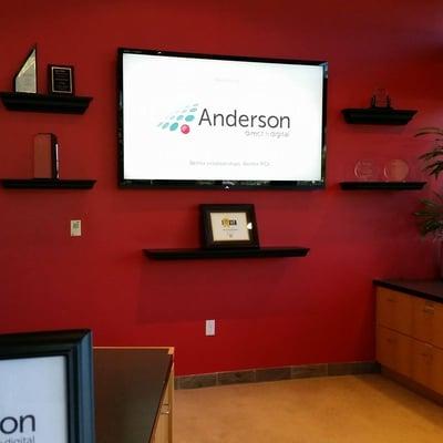 Digital signage a lobby welcome sign for Anderson Direct and Digital