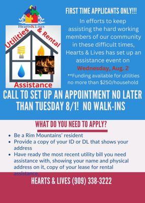 Letting the community members know assistance day ***ALWAYS call to Verify information***