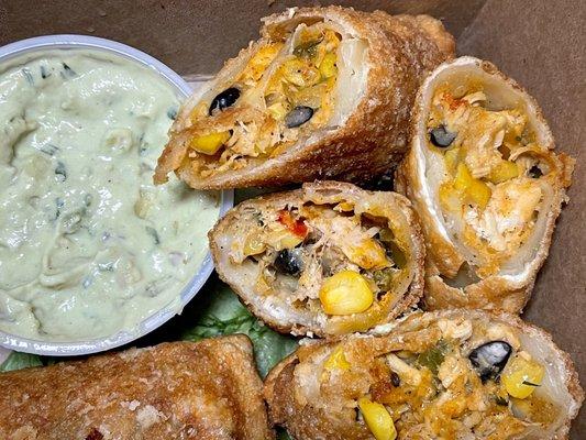 Tex Mex Egg Rolls with creamy avacado dip - DoorDash delivery