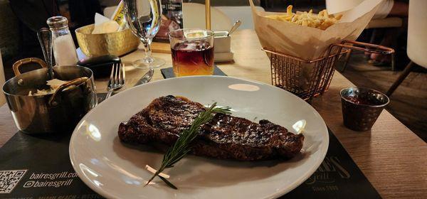 NY Steak, truffle fries and creamed spinach