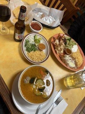 Albondigas and garlic shrimp