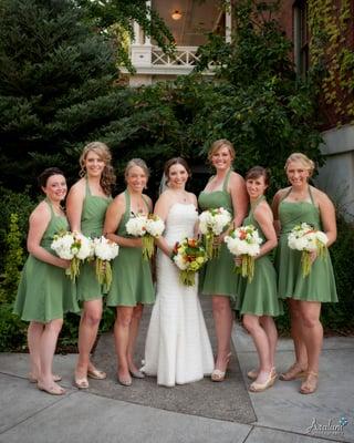 All of the bridesmaids spread out around the country and globe still had incredible dresses made.