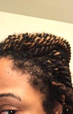 Senegalese twists four days after install.