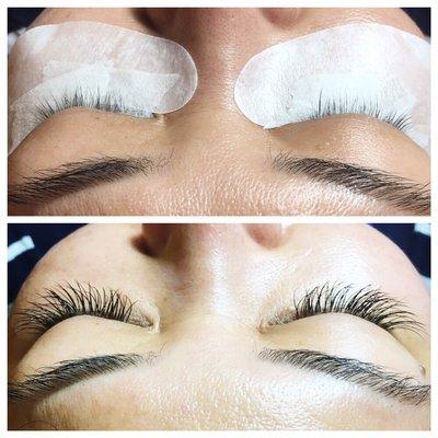 Before and after - Classic set for a client with very short and brittle lashes