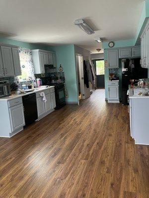 Kitchen hall and bathroom floor.