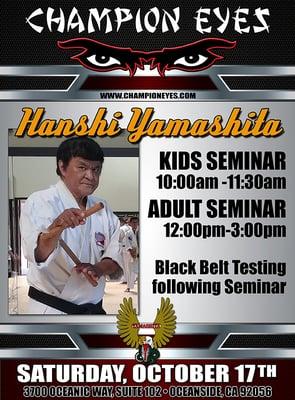 Hanshi Tadashi Yamashita Seminar and Black Belt Testing.