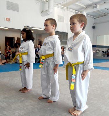 Little Ninja yellow belts at belt exam