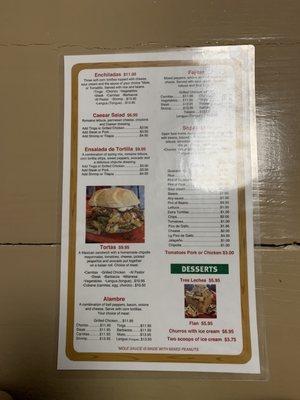 Updated Menu