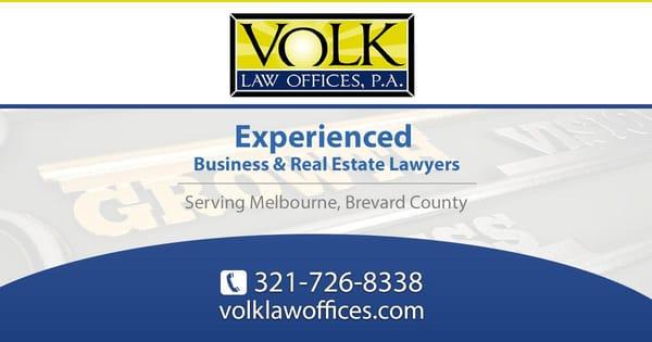 Experienced in Business, Real Estate, Creditor Rights, and other business related matters. Find out more about us at: http://volklawoffices