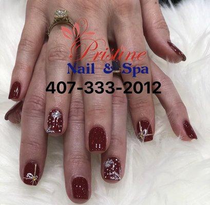 #SNS #Dipping #Glitterwithdesign #christmas # Pristinenailsandspa #LakeMary #FL