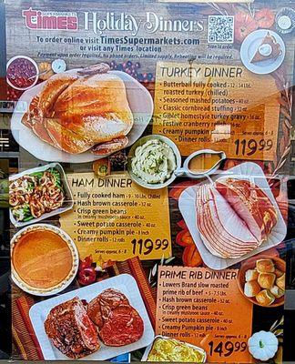 Holiday dinner meal packages.