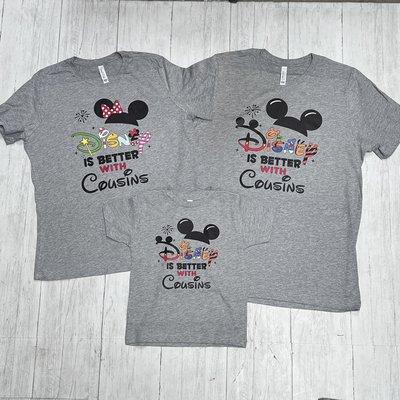 Custom set of cousin shirts for a family trip to Disneyland. Image was purchased on Etsy and ready to print.