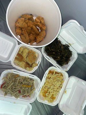 Family Meal Fried chicken Wings, Collard Greens, Macaroni & Cheese and Rasta Pasta