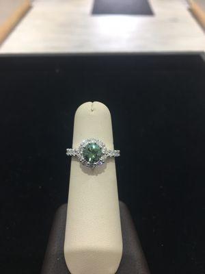 1.35ct colored diamond Engagement ring set in 18k white gold