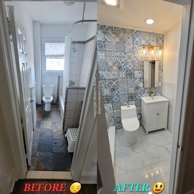 Master Bathroom Project Greenwood Ave Madison NJ Before & After