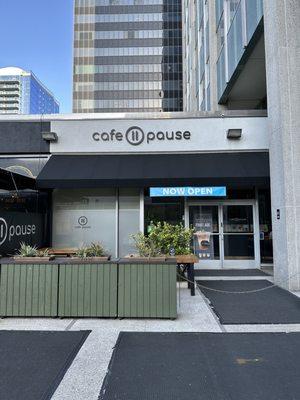 Cafe Pause front entrance and patio seating available