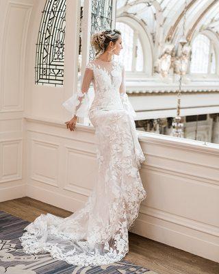 "La Giovanna" Custom Bohemian Bell-Sleeve Lace Trumpet Gown by La Donna Bridal Atelier - 2020 Sample Collection