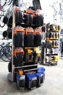 Large assortment of tires from Continental, Maxxis, Michelin, Schwalbe, ans many more!