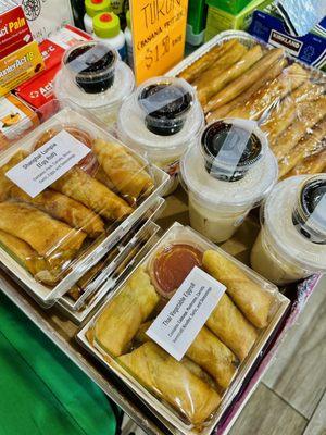 Homemade CHICKEN, PORK, VEGETABLE EGGROLLS, Taho Po, Homemade TURON (Banana Fritters)