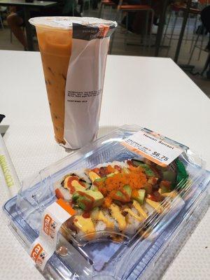 Thai tea and sushi