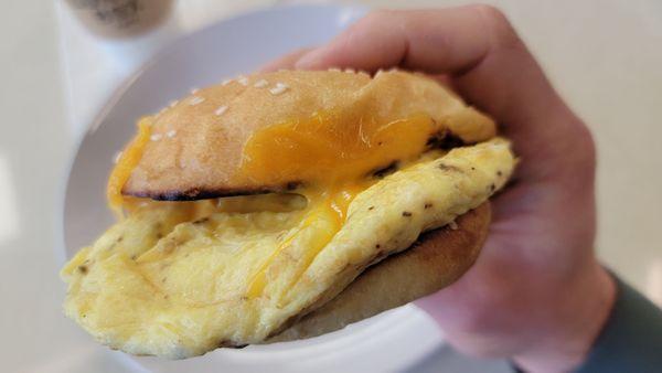 Egg & (Cheddar) Cheese Sandwich: The fresh, home-made brioche bun was warm, soft, delicious!