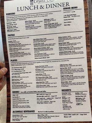 Lunch menu