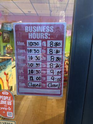 New hours operation