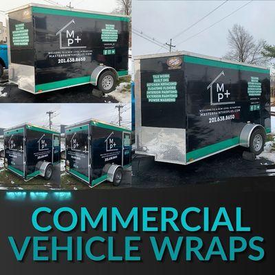 This image highlights our expertise in commercial vehicle wraps, showcasing a professionally wrapped trailer for "Master Painters Plus." The