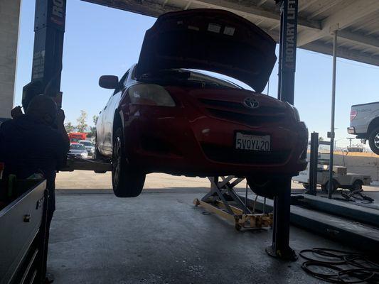 Changing out transmission fluid and oil change