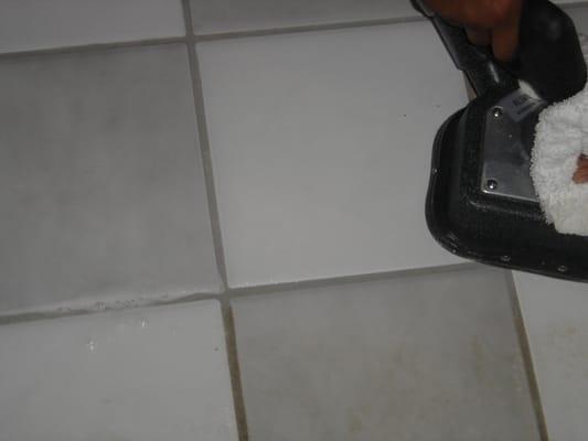 After we cleaned this client's kitchen tile and grout, she decided not to change the floor. She said it looked brand new!