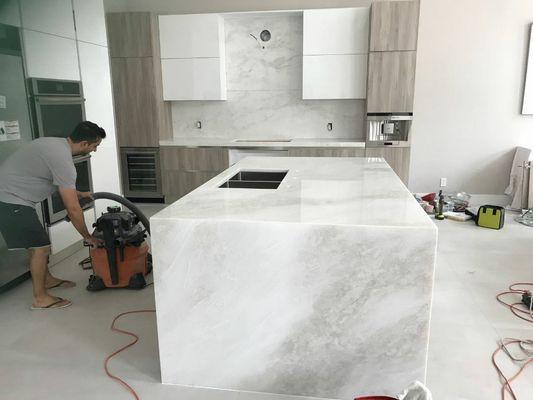 Granite counter with waterfall