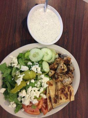 Chicken souvlaki platter